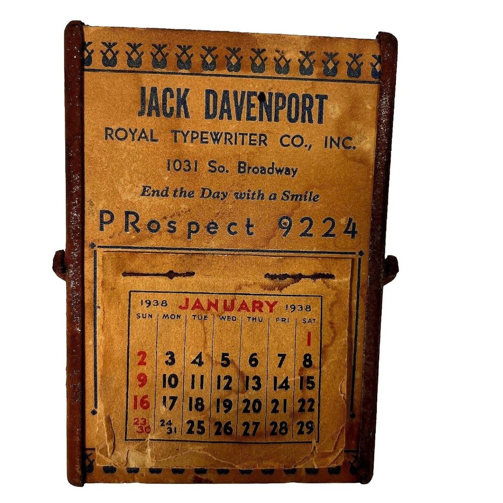 Vintage Advertising Desk Calander & Mirror 1938